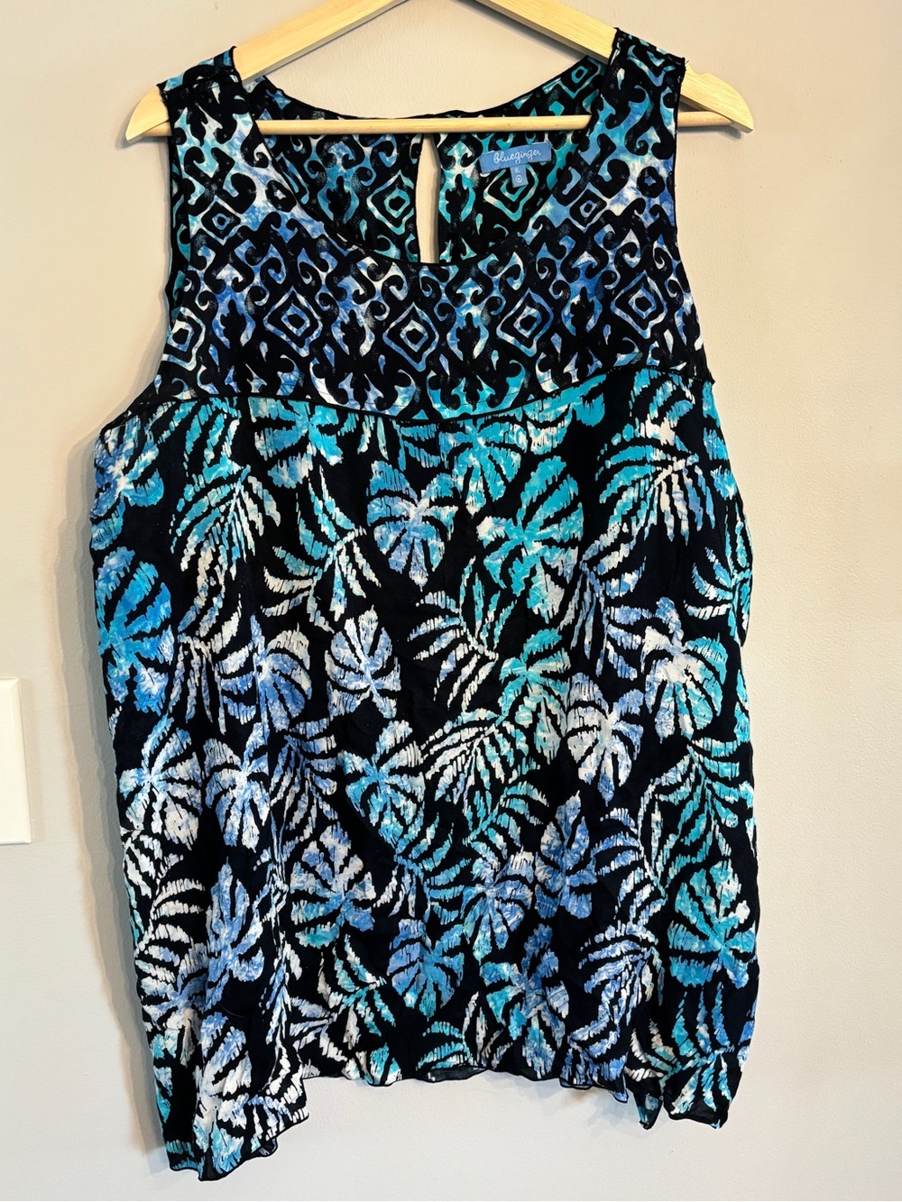 Blue Ginger Tropical Print Sleeveless Top XL